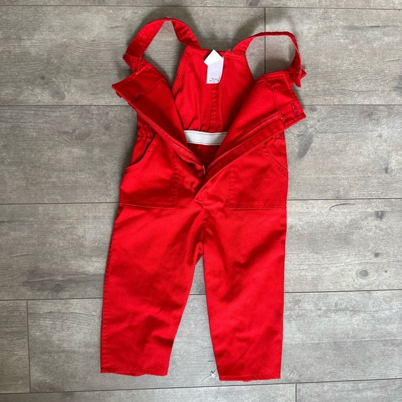 Vintage Rob Roy Bibo Bright Red Overalls 18 months Car buttons Euc - Picture 6 of 16